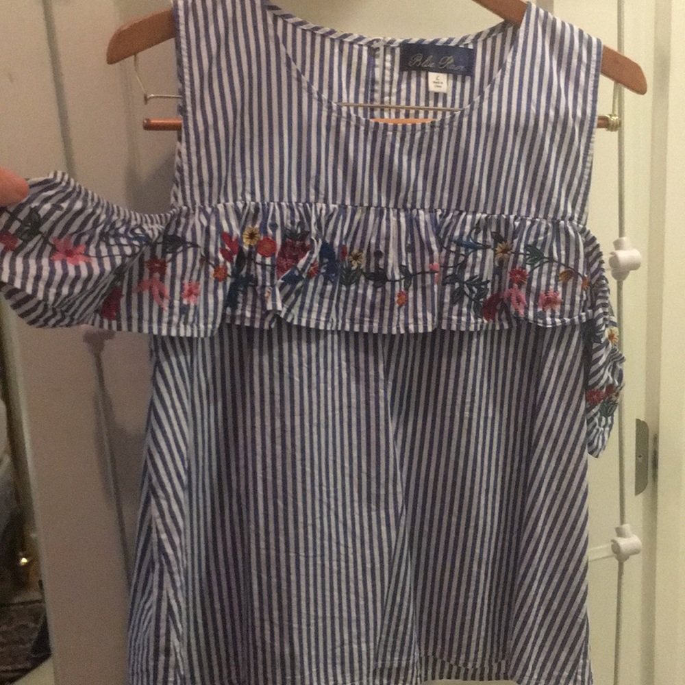 Francesca’s striped top with embroidery